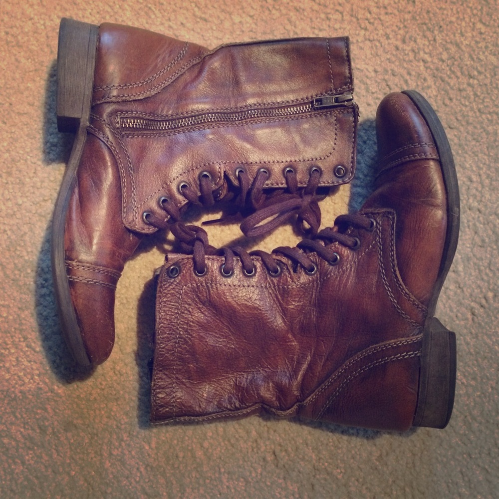Steve Madden Brown leather "Troopa" combat boot